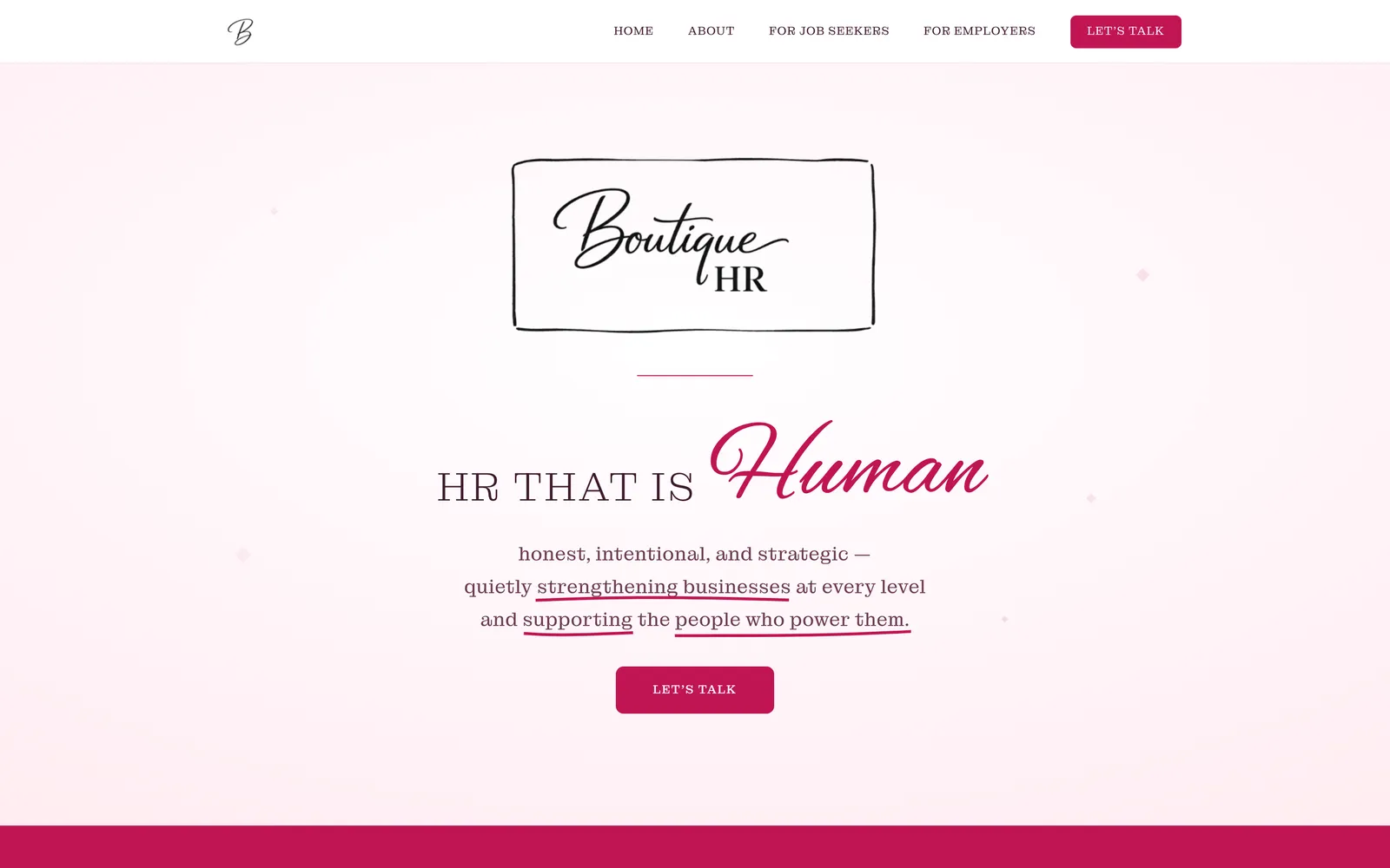 Home page of boutiquehr.agency